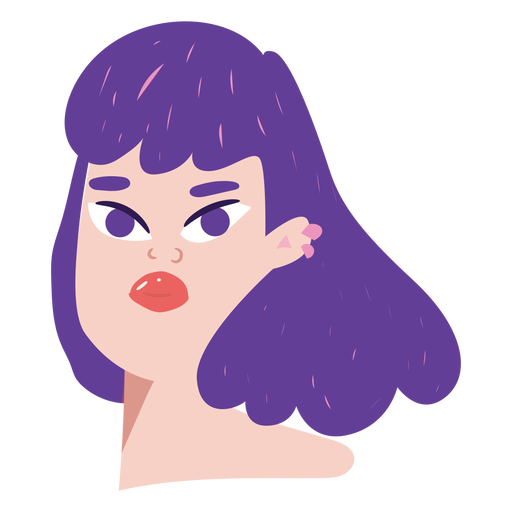 Violet hair girl flat PNG Design
