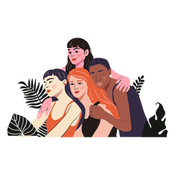 Hugging women illustration PNG Design