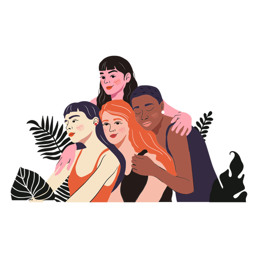 Hugging women illustration PNG Design