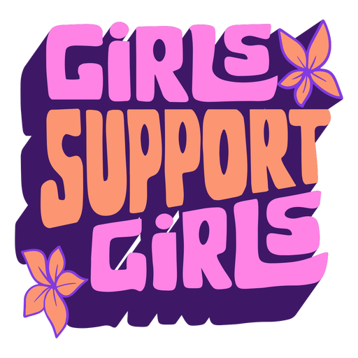 Letras de meninas apoiam meninas Desenho PNG
