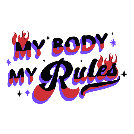 Mi cuerpo, mis reglas, letras Diseño PNG