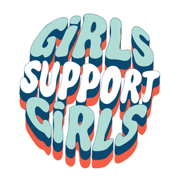 Girls support girls lettering retro Transparent PNG