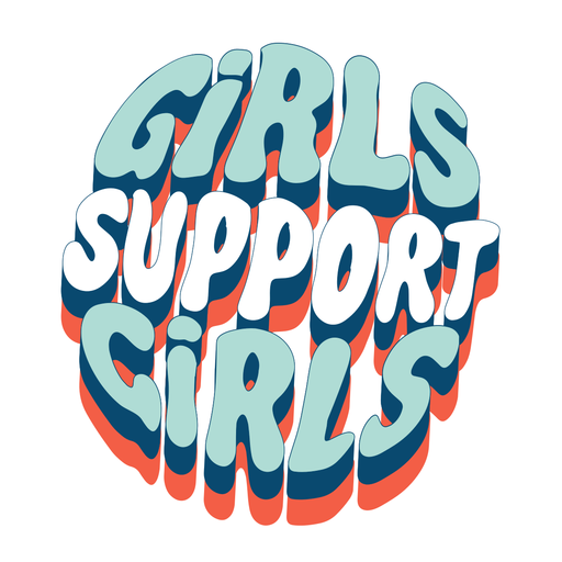 Meninas apoiam meninas com letras retrô Desenho PNG