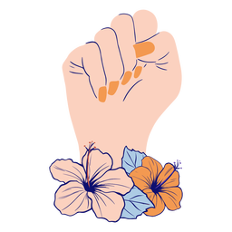 Puño fuerte plano floral Diseño PNG