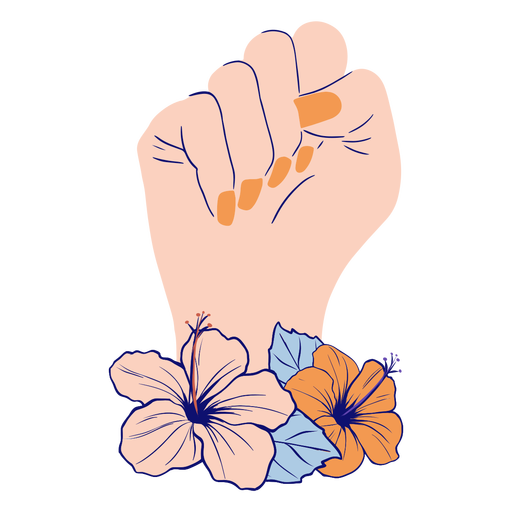 Strong fist floral flat PNG Design