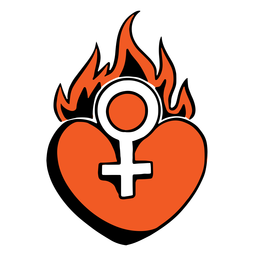 Heart symbol on fire badge PNG Design