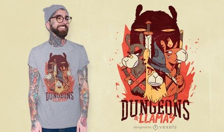 Dungeons and llamas t-shirt design