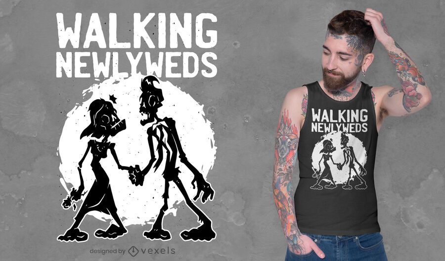 Walking newlyweds t-shirt design Walking newlyweds t-shirt design