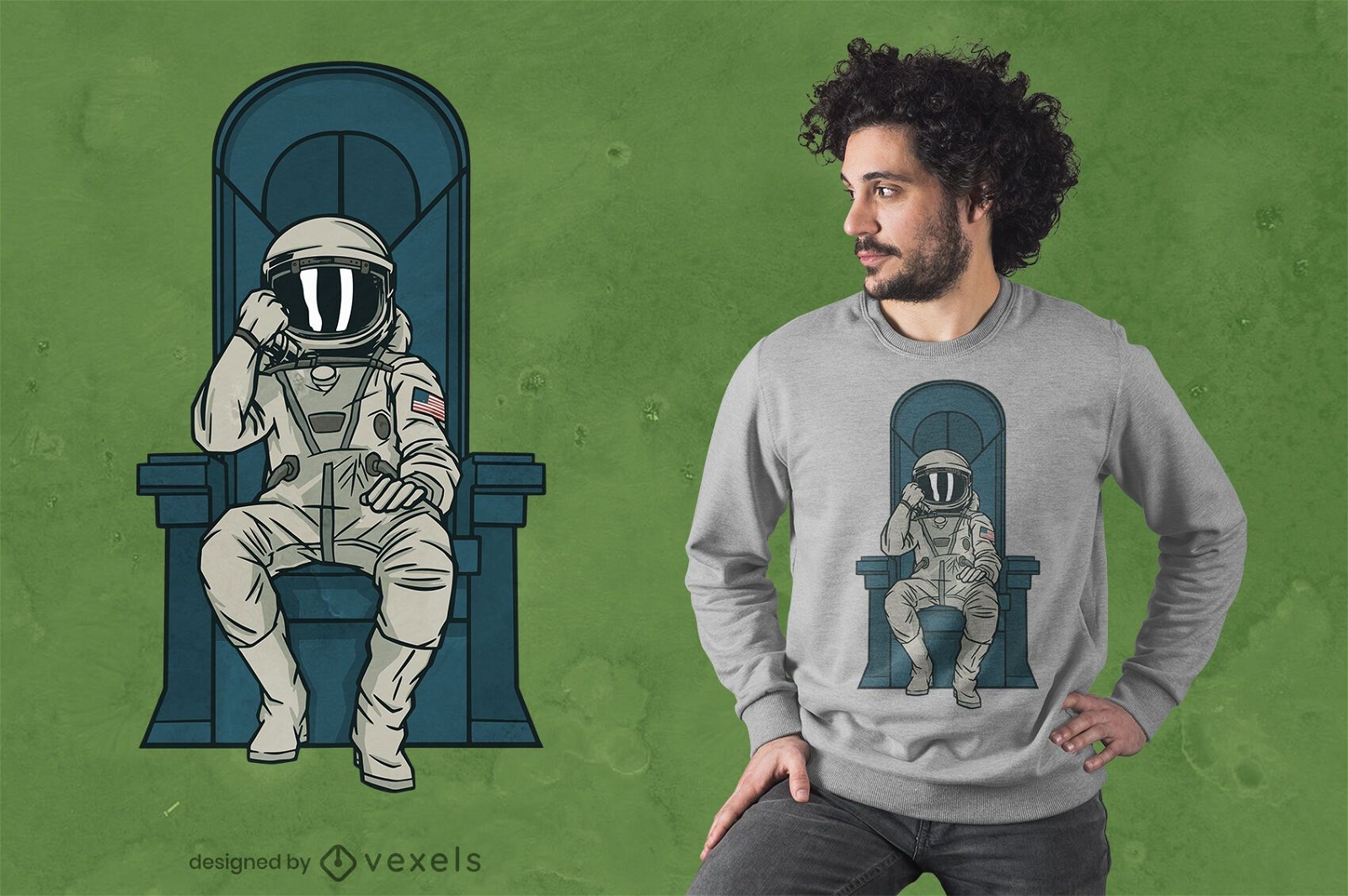 Diseño de camiseta de trono de astronauta.