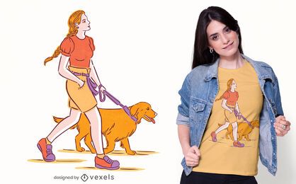 Design de camiseta para cachorro andando