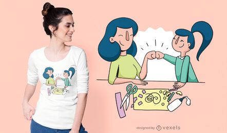 Diseño de camiseta de artesanía de madre e hija. Diseño de camiseta de artesanía de madre e hija.