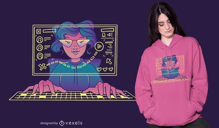 Diseño de camiseta de mujer gamer