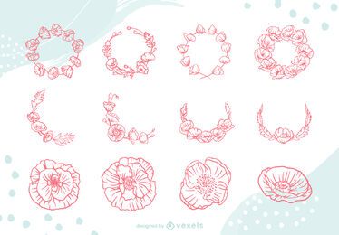Conjunto de coronas florales Conjunto de coronas florales