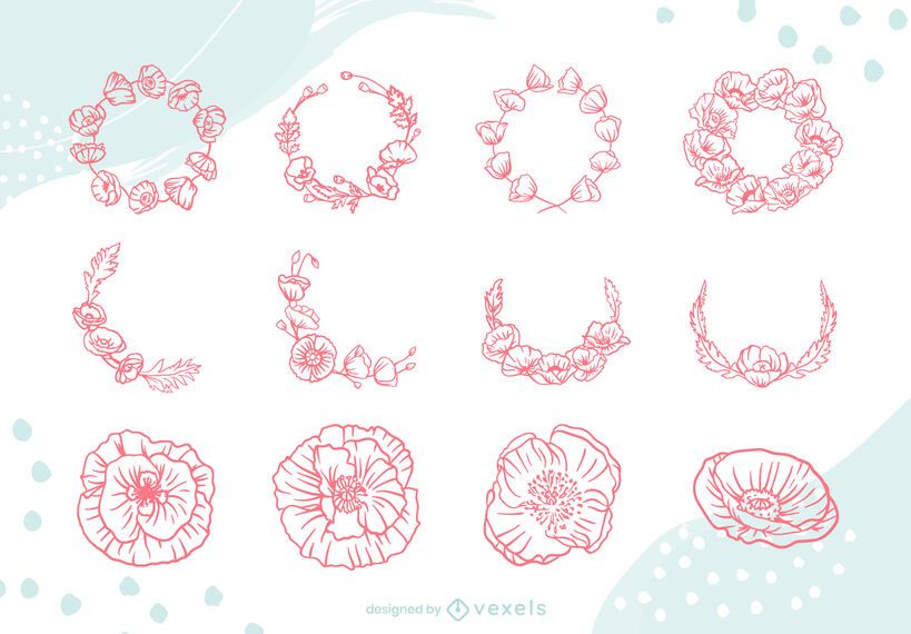 Floral wreaths set Floral wreaths set