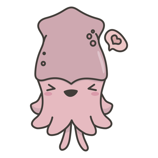 Kawaii squid flat PNG Design