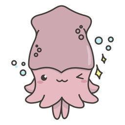 Happy Kawaii Squid Flat PNG & SVG Design For T-Shirts
