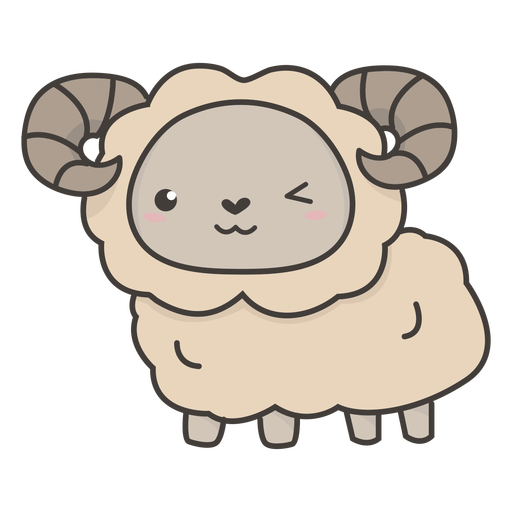 Kawaii sheep winking flat PNG Design