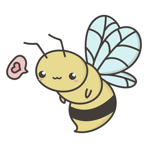 Linda abeja voladora plana Diseño PNG