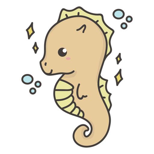 Cute seahorse side-view flat PNG Design