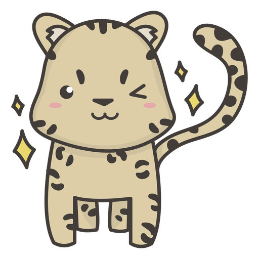 Cute cheetah winking flat PNG Design