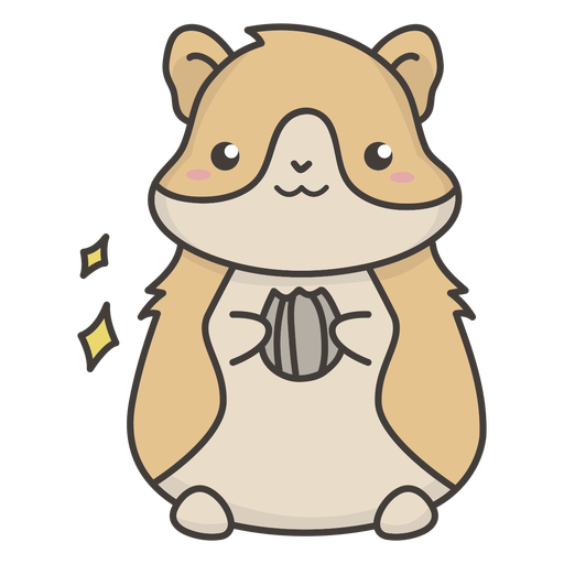 Cute hamster eating flat PNG Design