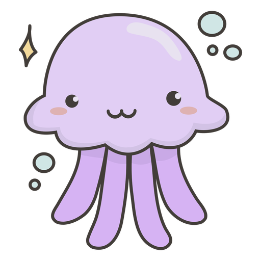 Cute jellyfish flat PNG Design