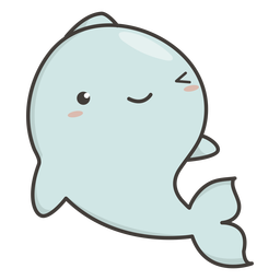Whale kawaii flat PNG Design