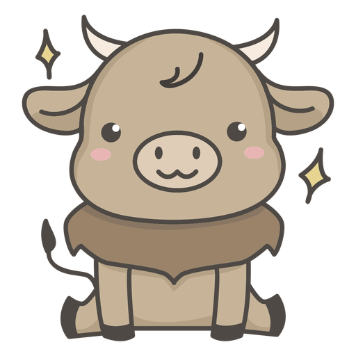 Cute ox flat PNG Design