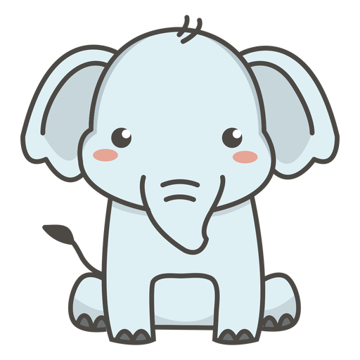 Feliz elefante sentado plano Diseño PNG