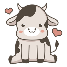 Cute cow sitting flat PNG Design