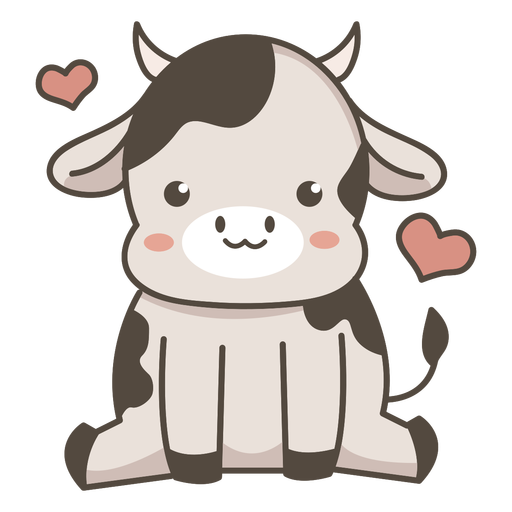 Vaca fofa sentada no chão Desenho PNG