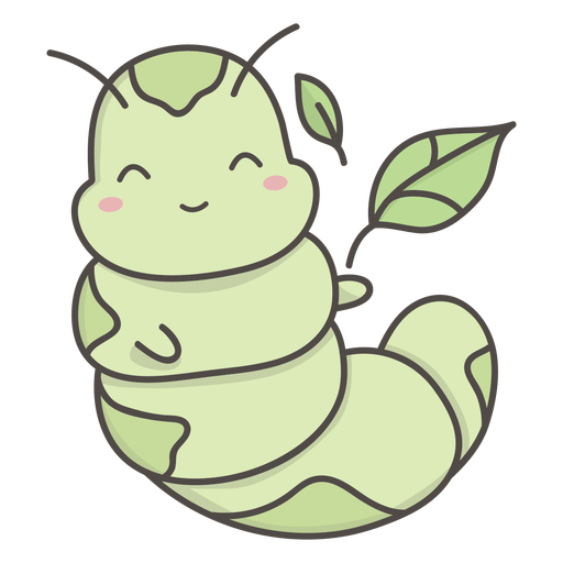 Smiling caterpillar flat PNG Design