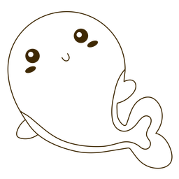 Happy whale stroke PNG Design