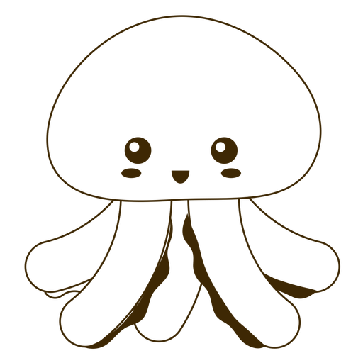 Feliz trazo lleno de medusas Diseño PNG