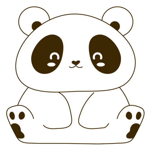 Panda feliz com traço cheio Desenho PNG