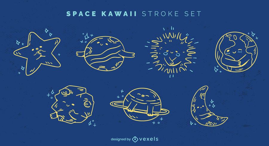 Space kawaii stroke set Space kawaii stroke set