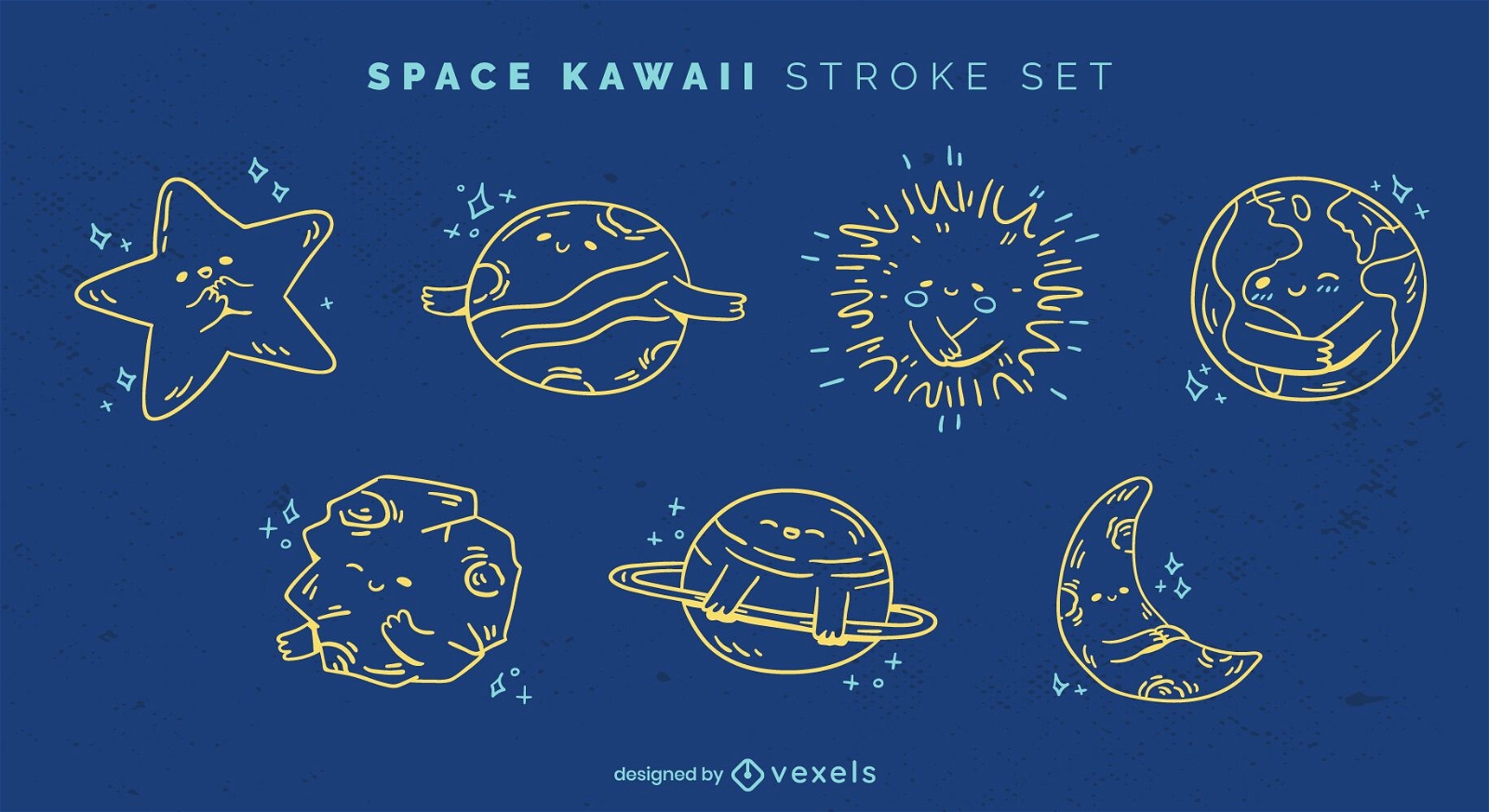 Conjunto de trazos de espacio kawaii