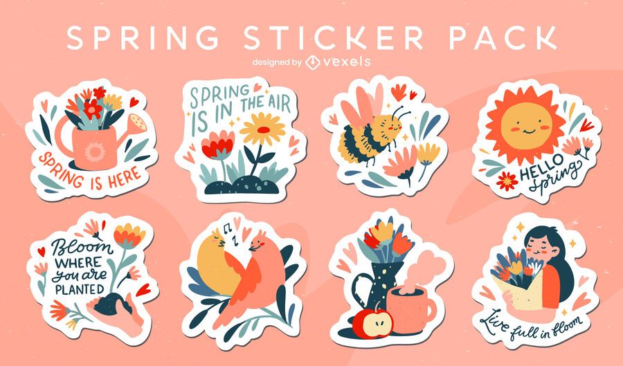 Floral spring sticker set Floral spring sticker set