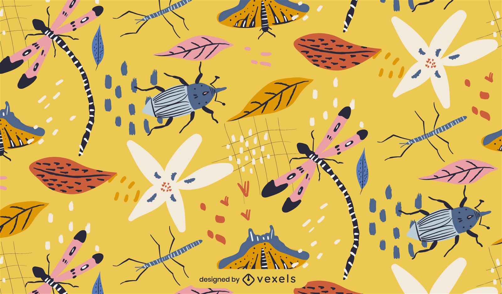 Desenho de padrão de insetos da primavera