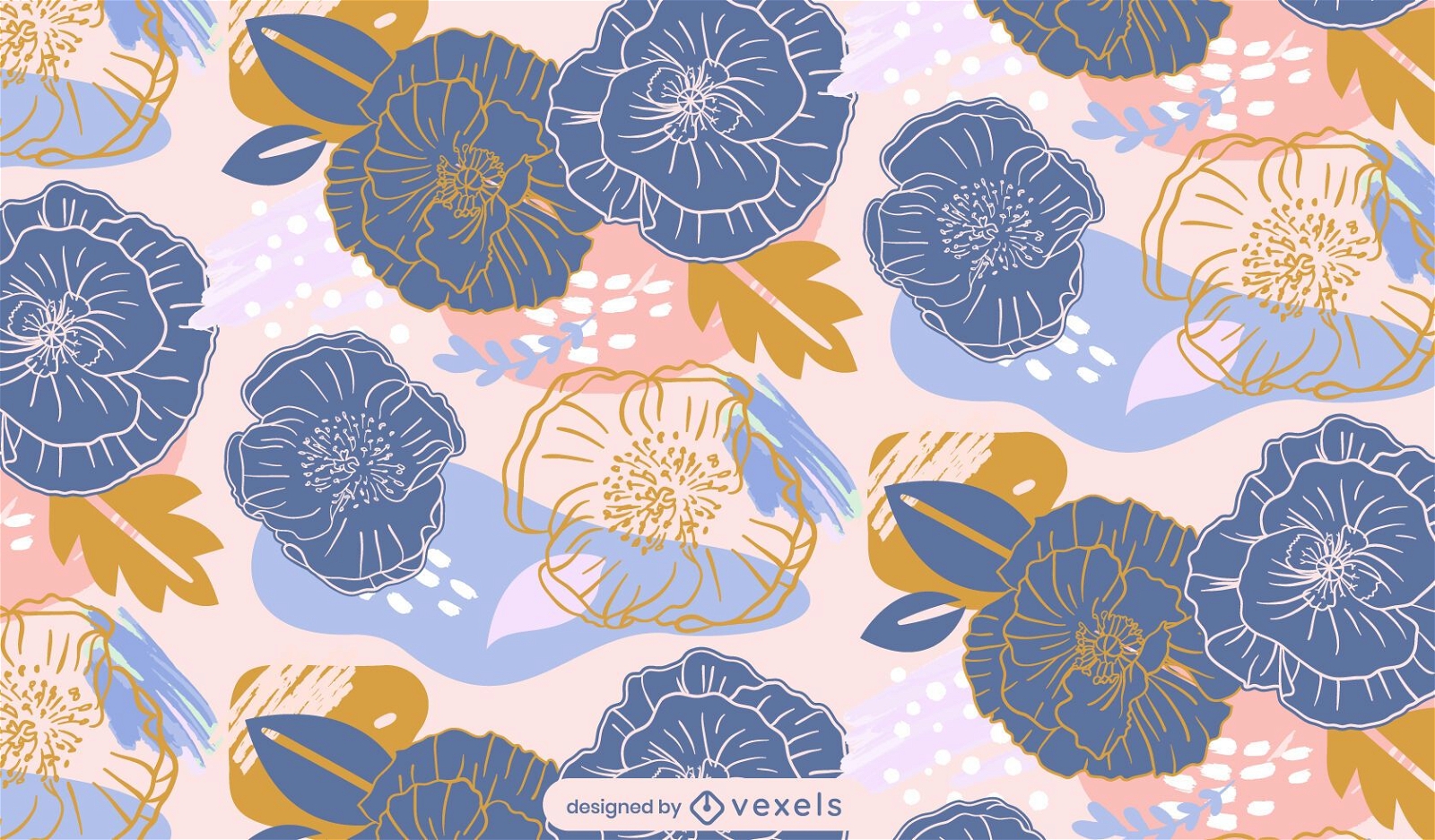 Abstract spring flowers pattern design