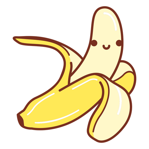 Half-peeled banana cartoon - Transparent PNG & SVG vector file