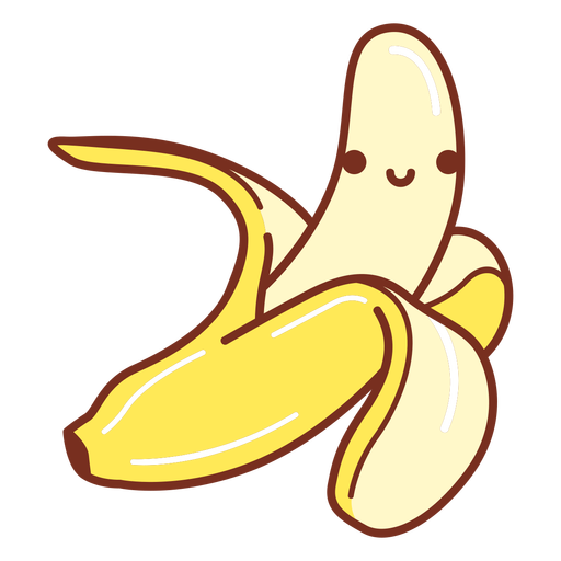 Half-peeled banana cartoon PNG Design