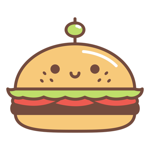 Happy Hamburger Cartoon PNG & SVG Design For T-Shirts