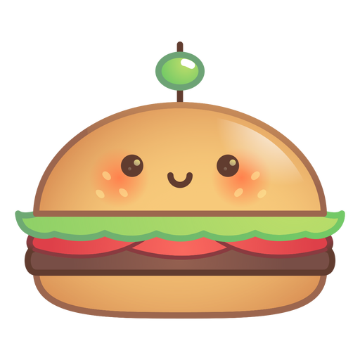 Adesivo Quadrado O hamburguer dos desenhos animados de Kawaii