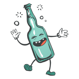 Dibujos animados de botella de cerveza feliz Diseño PNG