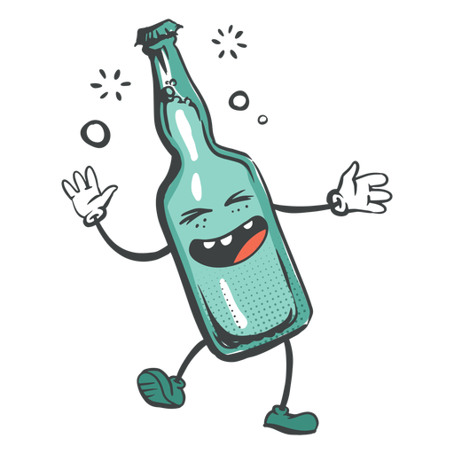 Desenho animado de garrafa de cerveja feliz