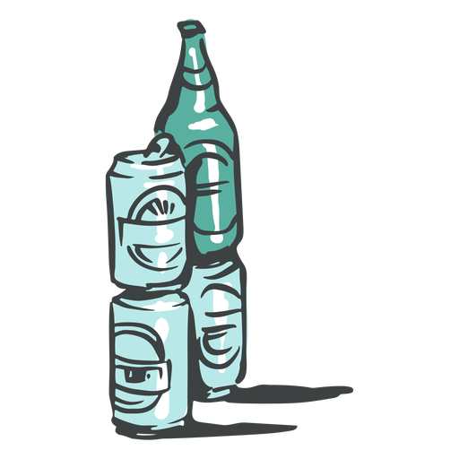 Doodle de latas y botellas Diseño PNG