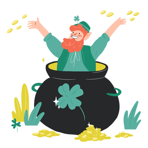 Irishman in gold pot character  PNG Design