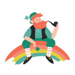 Feliz personaje de arco iris irlandés Diseño PNG
