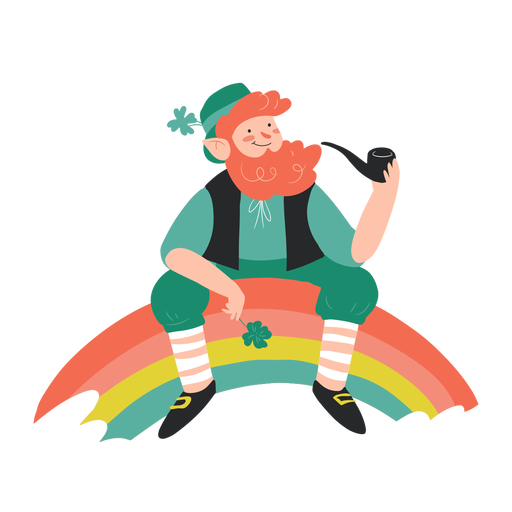 Feliz personaje de arco iris irland?s Diseño PNG